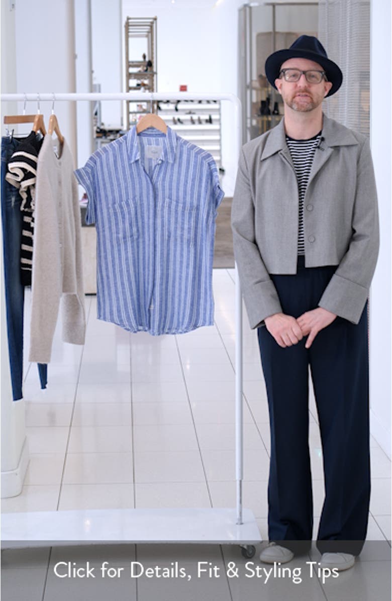 Cito Stripe Short Sleeve Linen Blend Button-Up Shirt, sales video thumbnail