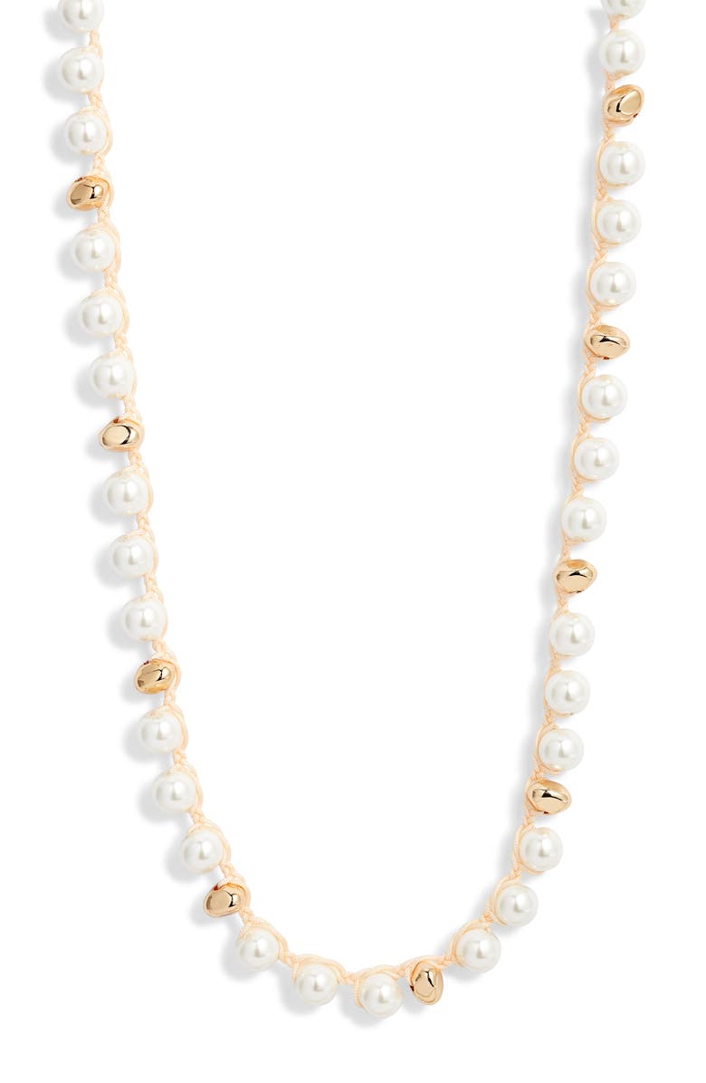 Nordstrom Faux Pearl Macramé Long Necklace, Main, color, White- Natural