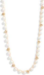Nordstrom Faux Pearl Macramé Long Necklace