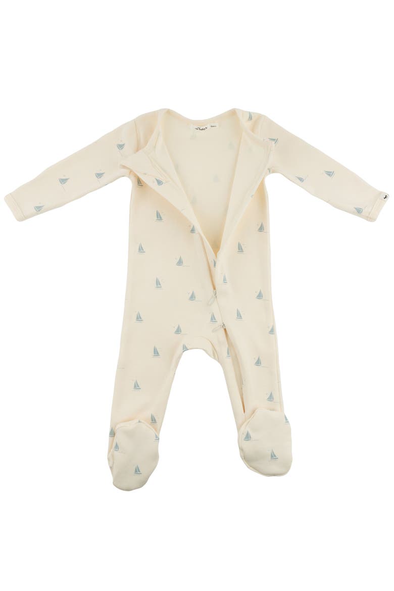 Mini Sailboats Footie, Alternate, color, Milk