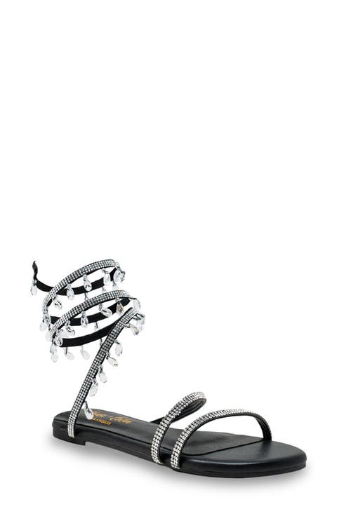 Irma Rhinestone Coil Ankle Wrap Sandal (Women)
