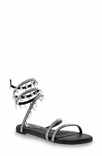 Irma Rhinestone Coil Ankle Wrap Sandal
