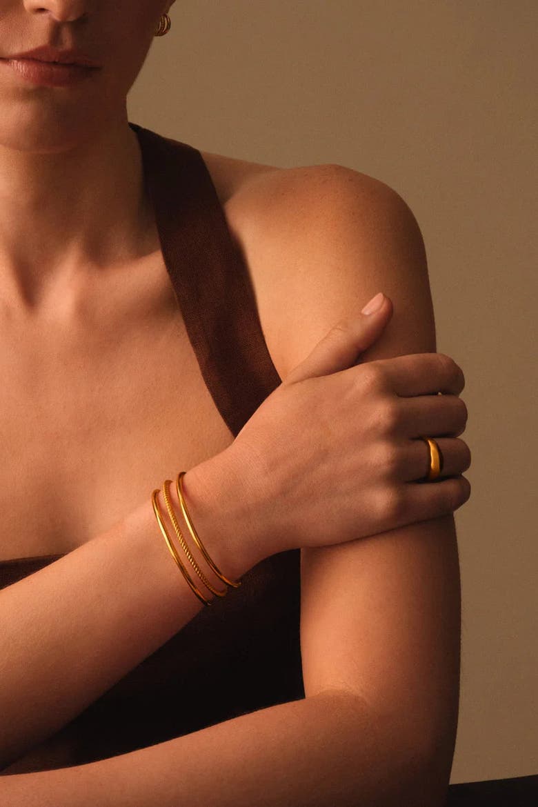Laia Waterproof Gold Bangle, Alternate, color, Gold