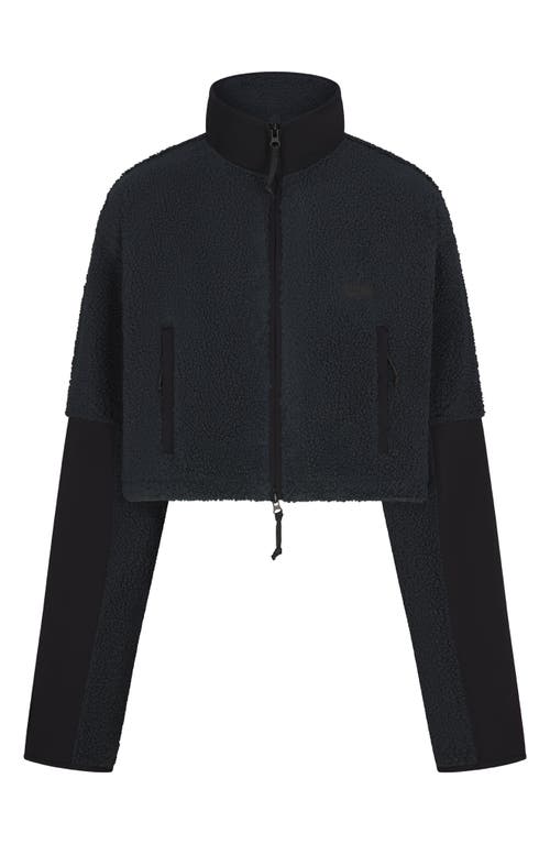 Skims Faux Shearling Crop Jacket In Blue