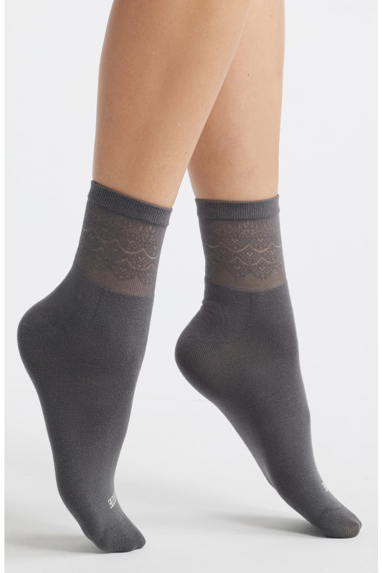 Lace Border Ankle Socks, Main, color, CASTLE ROCK