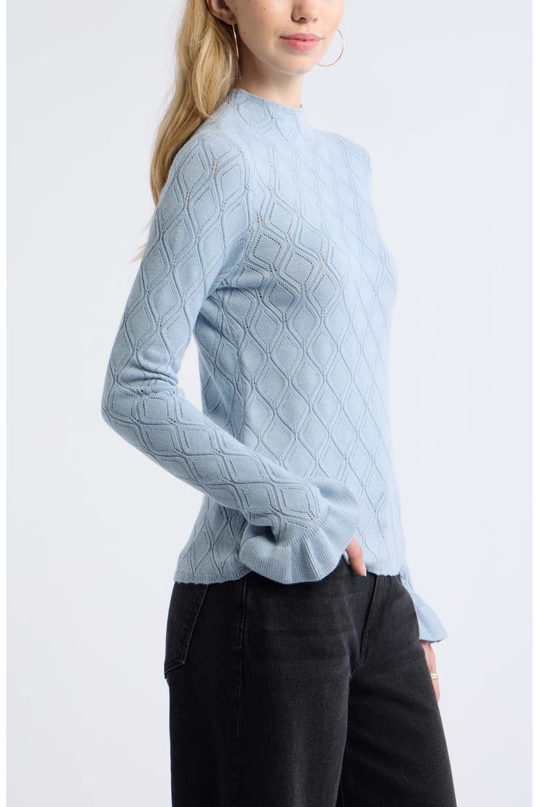 Pointelle High Neck Sweater, Alternate, color, BLUE FOG