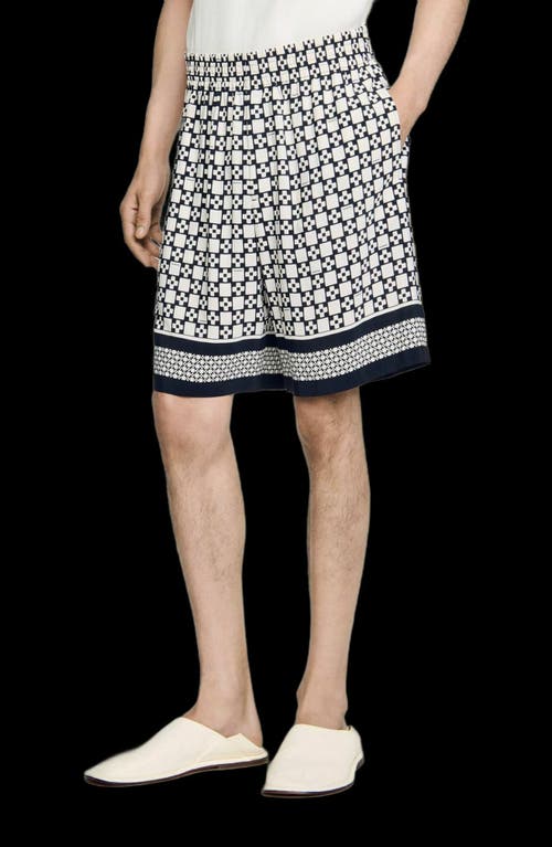 Sandro Square Cross Floaty Bermuda Shorts In Black