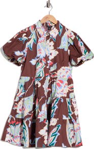 Halogen® Tiered Puff Sleeve Shirtdress