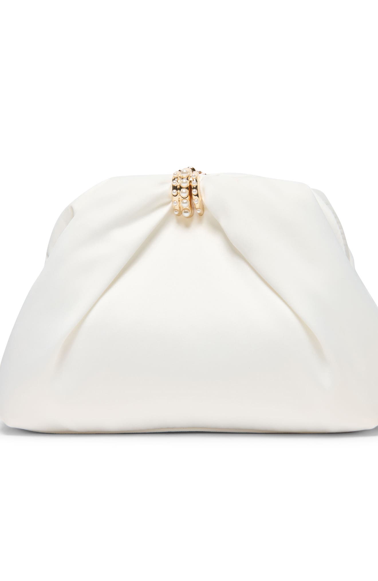 Gleam Satin Clutch, Alternate, color, WHITE