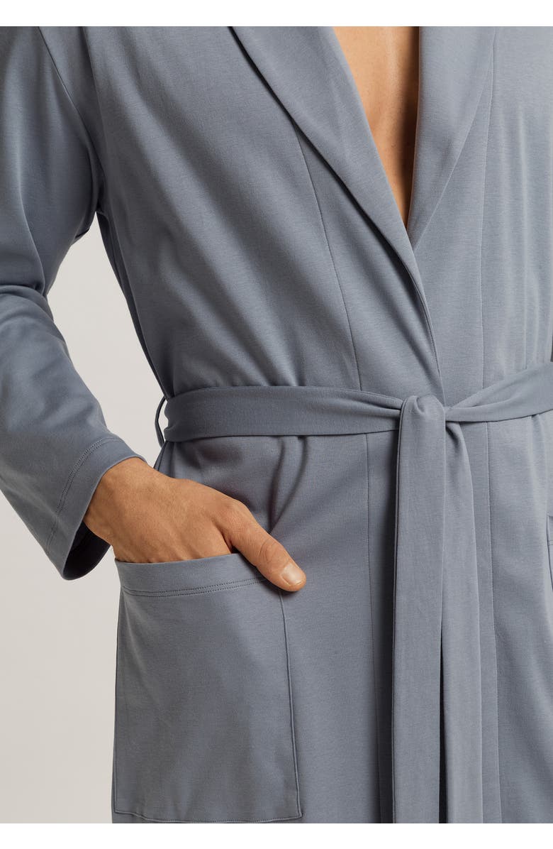 Hanro Night And Day Shawl Collar Cotton Robe 120cm, Alternate, color, Cliff Grey
