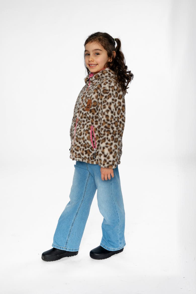 Reversible Mid-Season Fleece Hooded Jacket, Alternate, color, Pink and Leopard