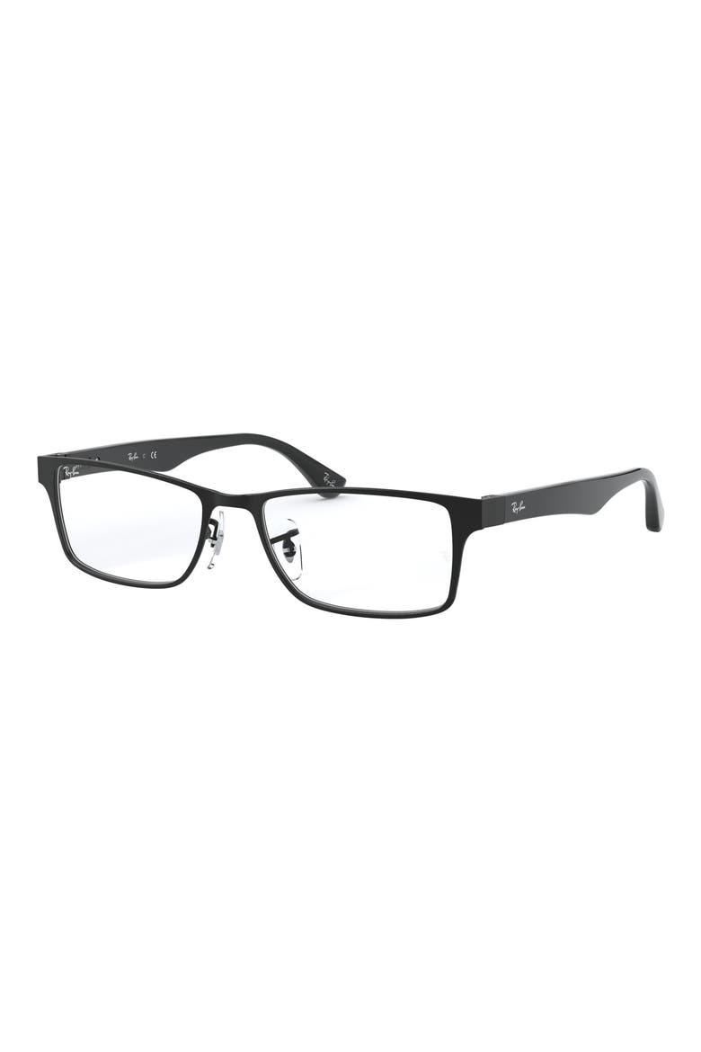 Unisex 53mm Rectangular Optical Glasses, Alternate, color, SHINY BLACK