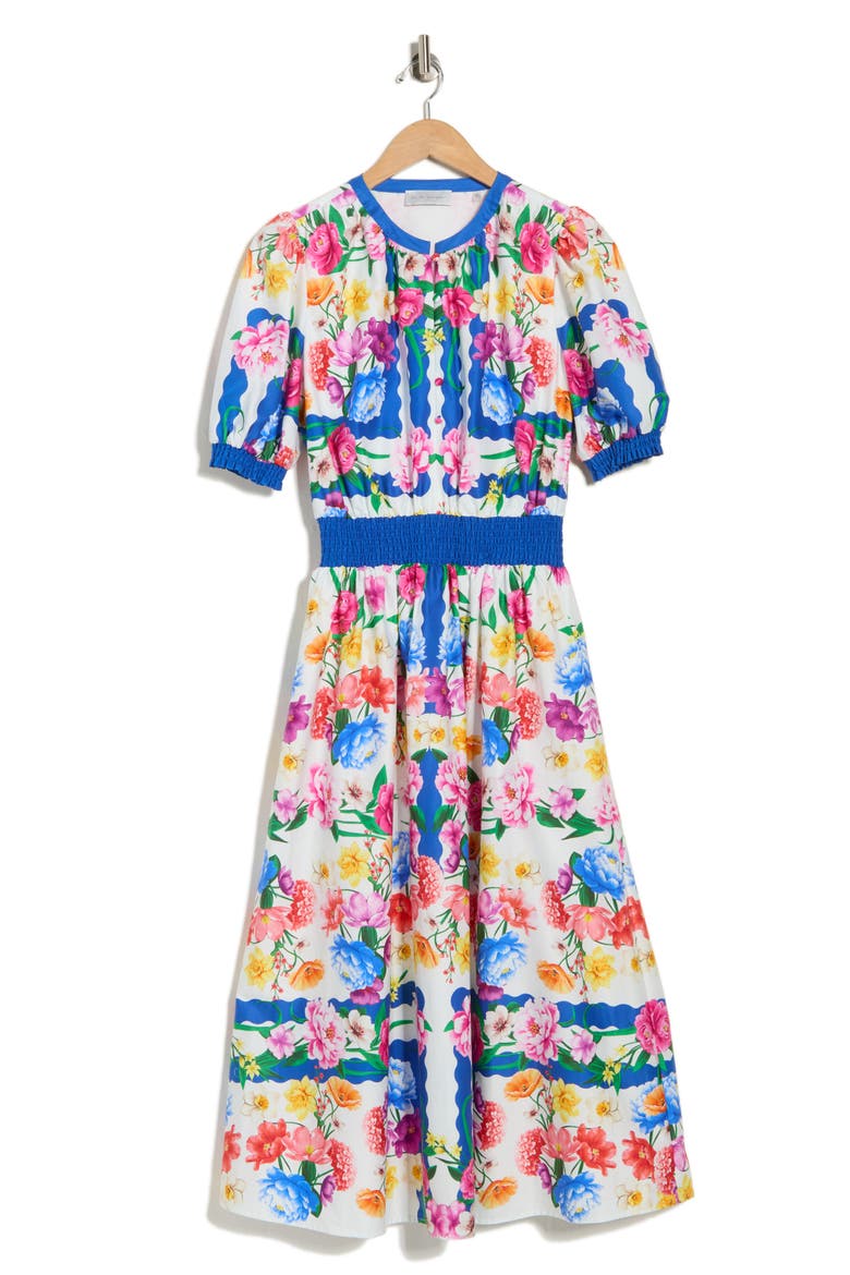 The Ziggy Floral Print Midi Dress, Alternate, color, SCALLOP FLORAL PRINT