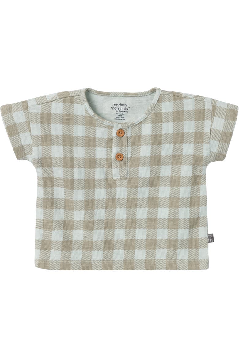 Henley Shirt and Shorts Set, Alternate, color, Sky Gingham