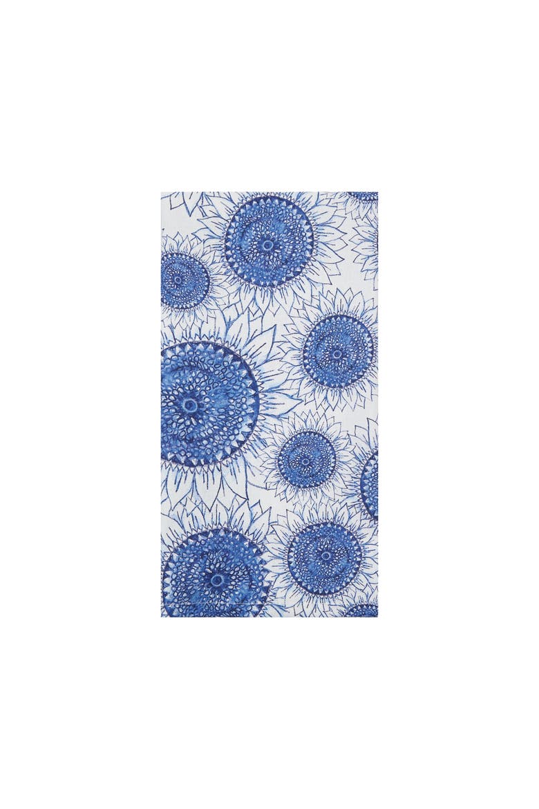 Blue Harvest Sunflower Design Dishtowel, Main, color, Blue
