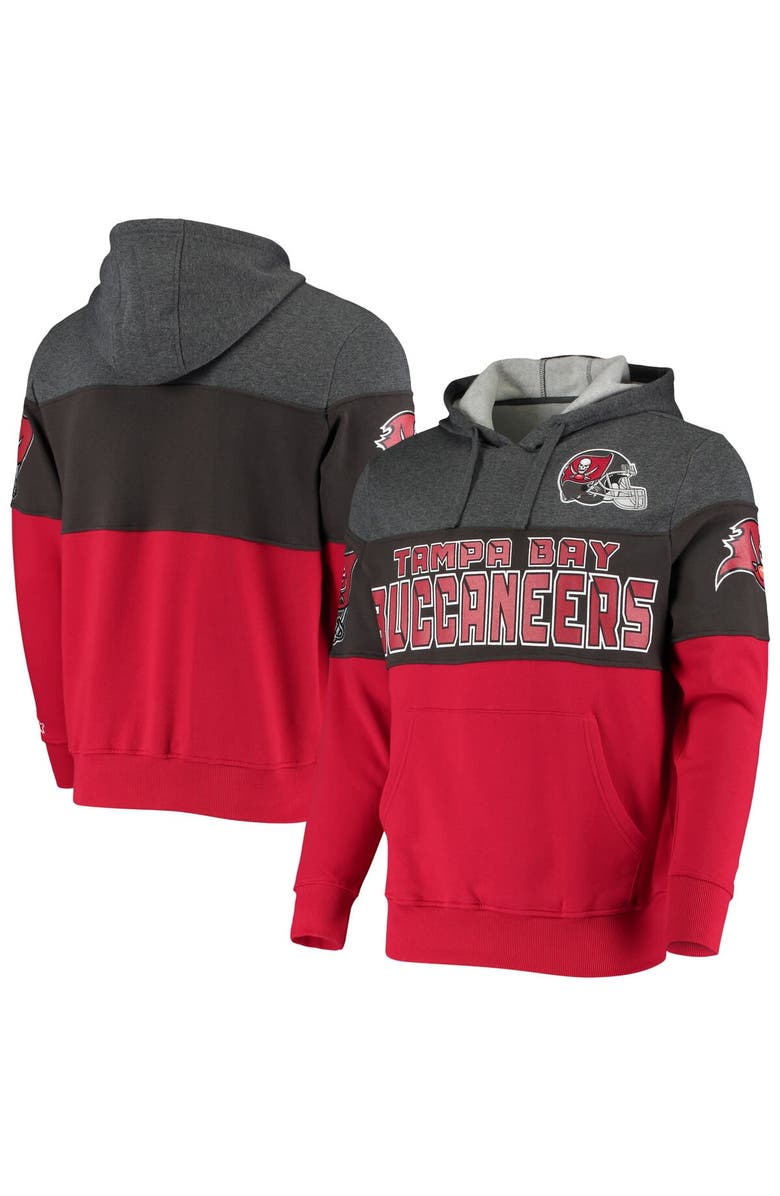 STARTER Men's Starter Heathered Pewter/Red Tampa Bay Buccaneers Extreme Fireballer Pullover Hoodie, Main, color, Pewter