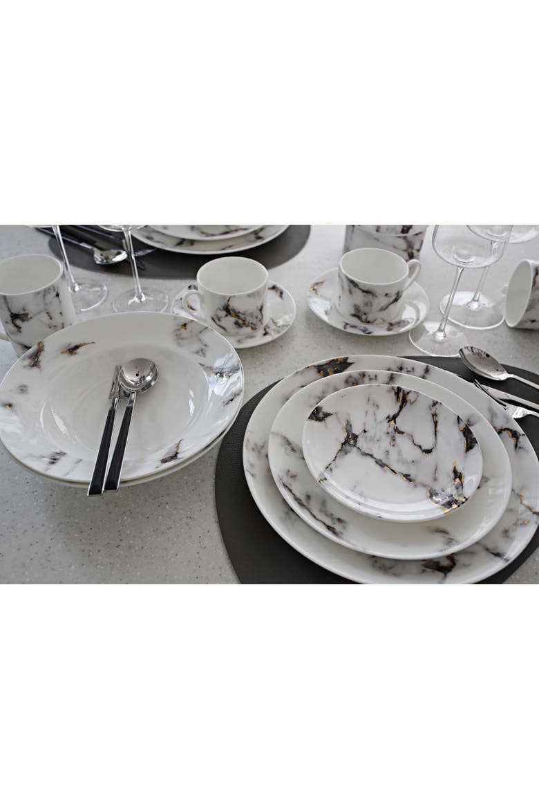 Marble Venice Fog Dinner Plate, Alternate, color, White