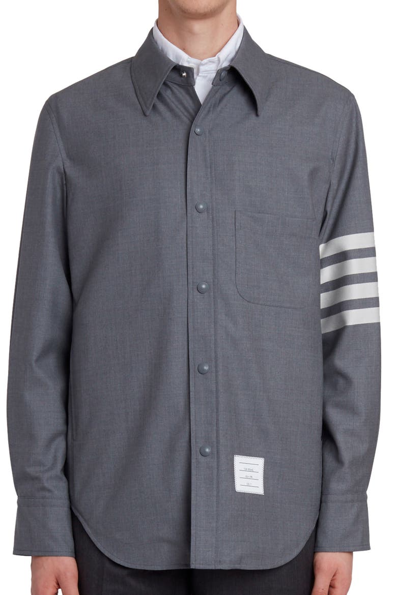Four-Bar Slim Fit Wool Shirt, Main, color, MED GREY