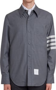 Thom Browne Four-Bar Slim Fit Wool Shirt