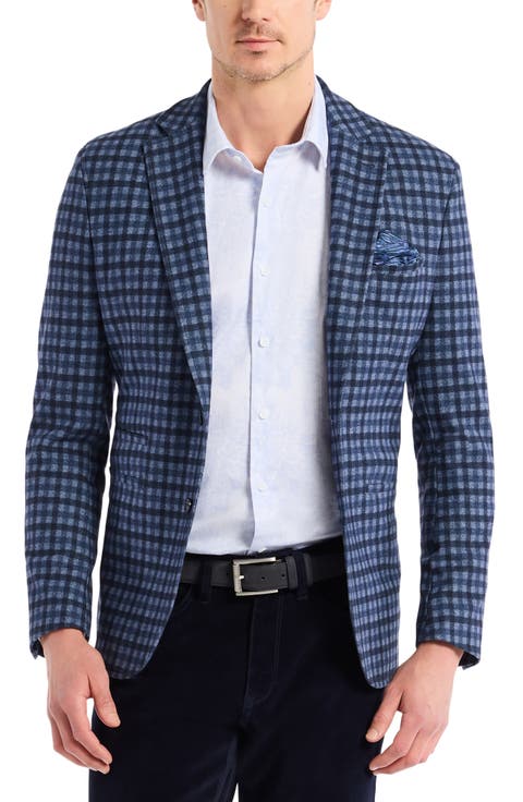 Marvin Check Brushed Knit Sport Coat (Regular & Big)