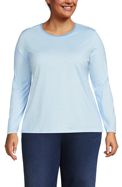 Lands' End Plus Size Relaxed Supima Cotton Long Sleeve Crew Neck T-shirt In Blue