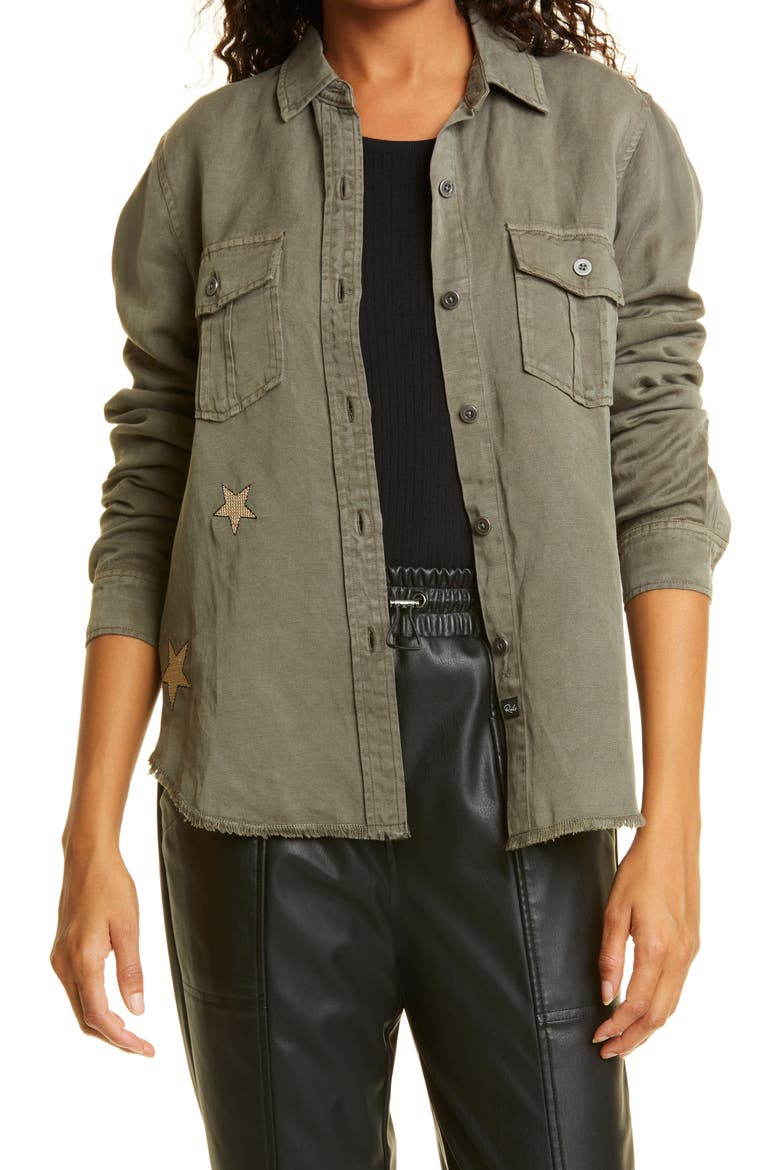 Loren Jacket, Main, color, OLIVE GOLD STAR EMBROIDERY
