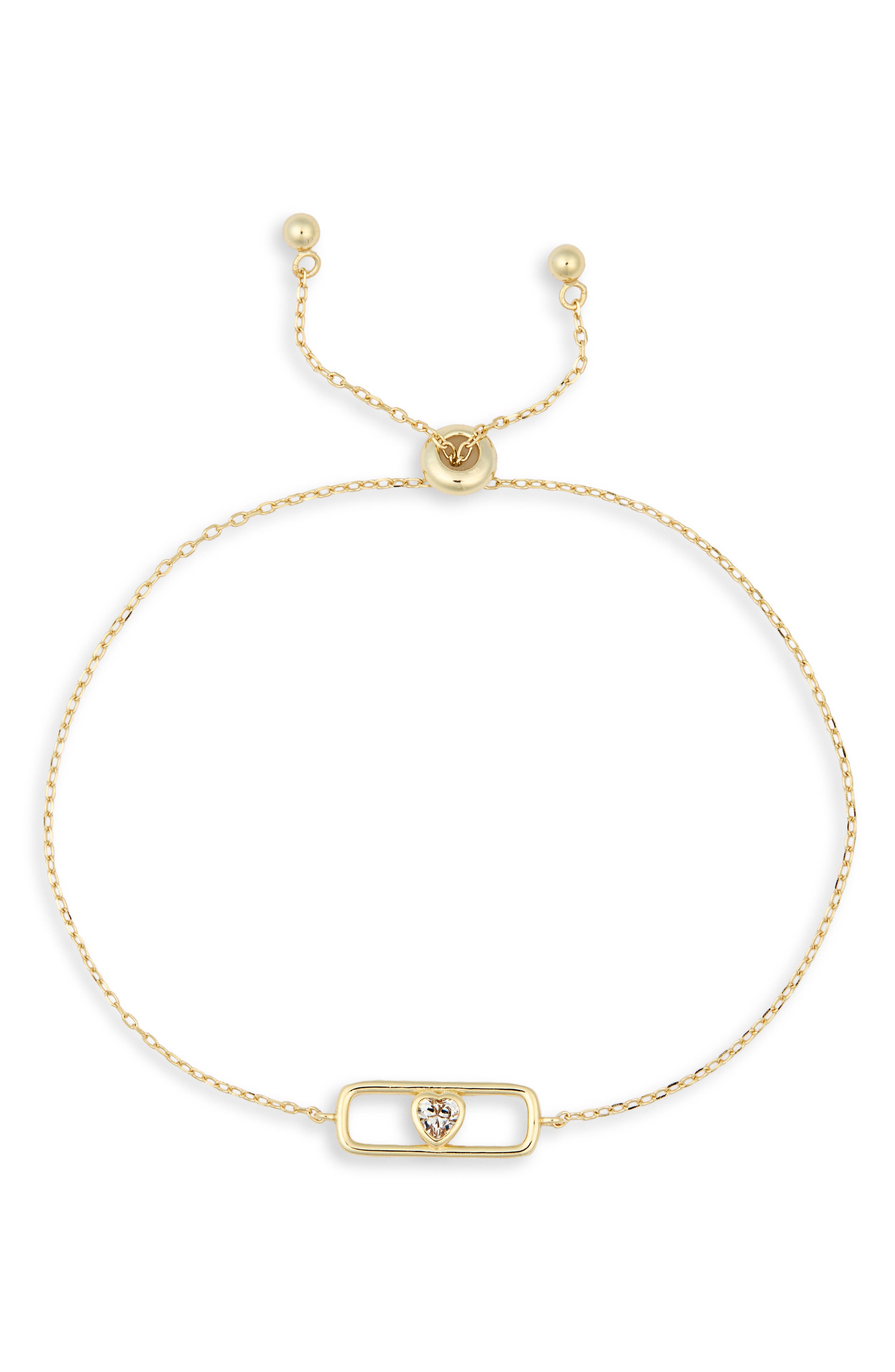 Argento Vivo Sterling Silver Heart Cubic Zirconia Charm Slider Bracelet