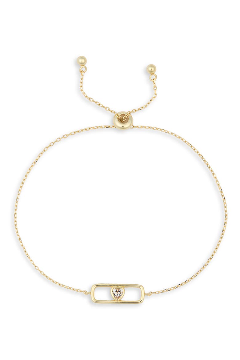 Heart Cubic Zirconia Charm Slider Bracelet, Main, color, GOLD