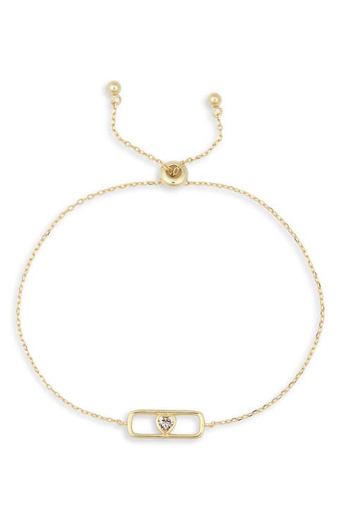 Heart Cubic Zirconia Charm Slider Bracelet