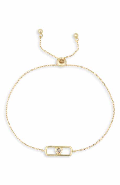 Argento Vivo Sterling Silver Heart Cubic Zirconia Charm Slider Bracelet