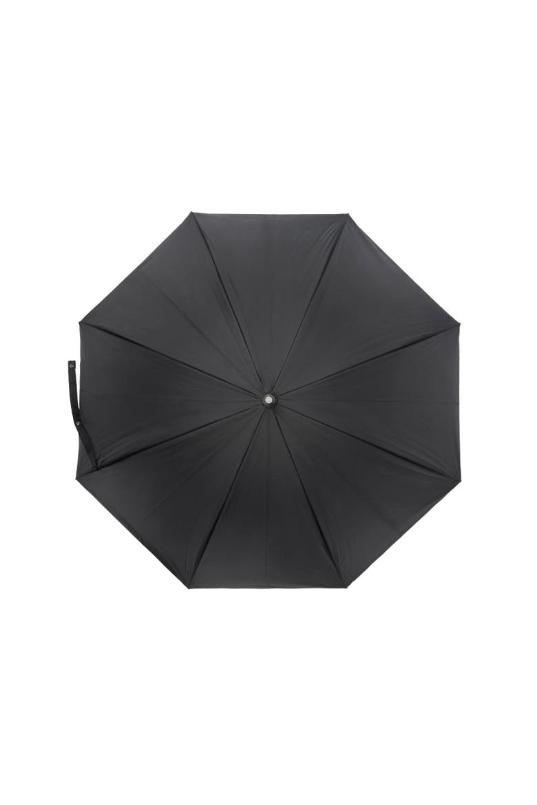 Check-lined Walking Umbrella, Alternate, color, Black/archive beige