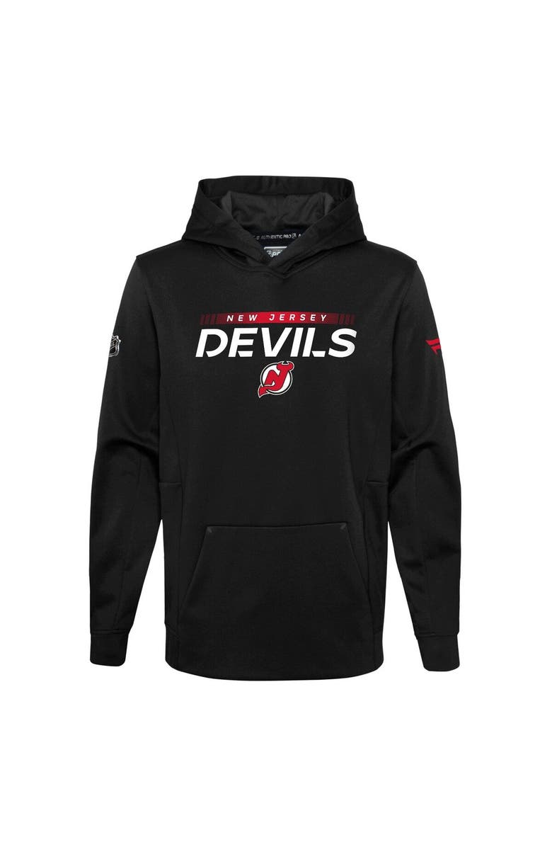 FANATICS Youth Fanatics Branded Black New Jersey Devils Authentic Pro Pullover Hoodie, Alternate, color,