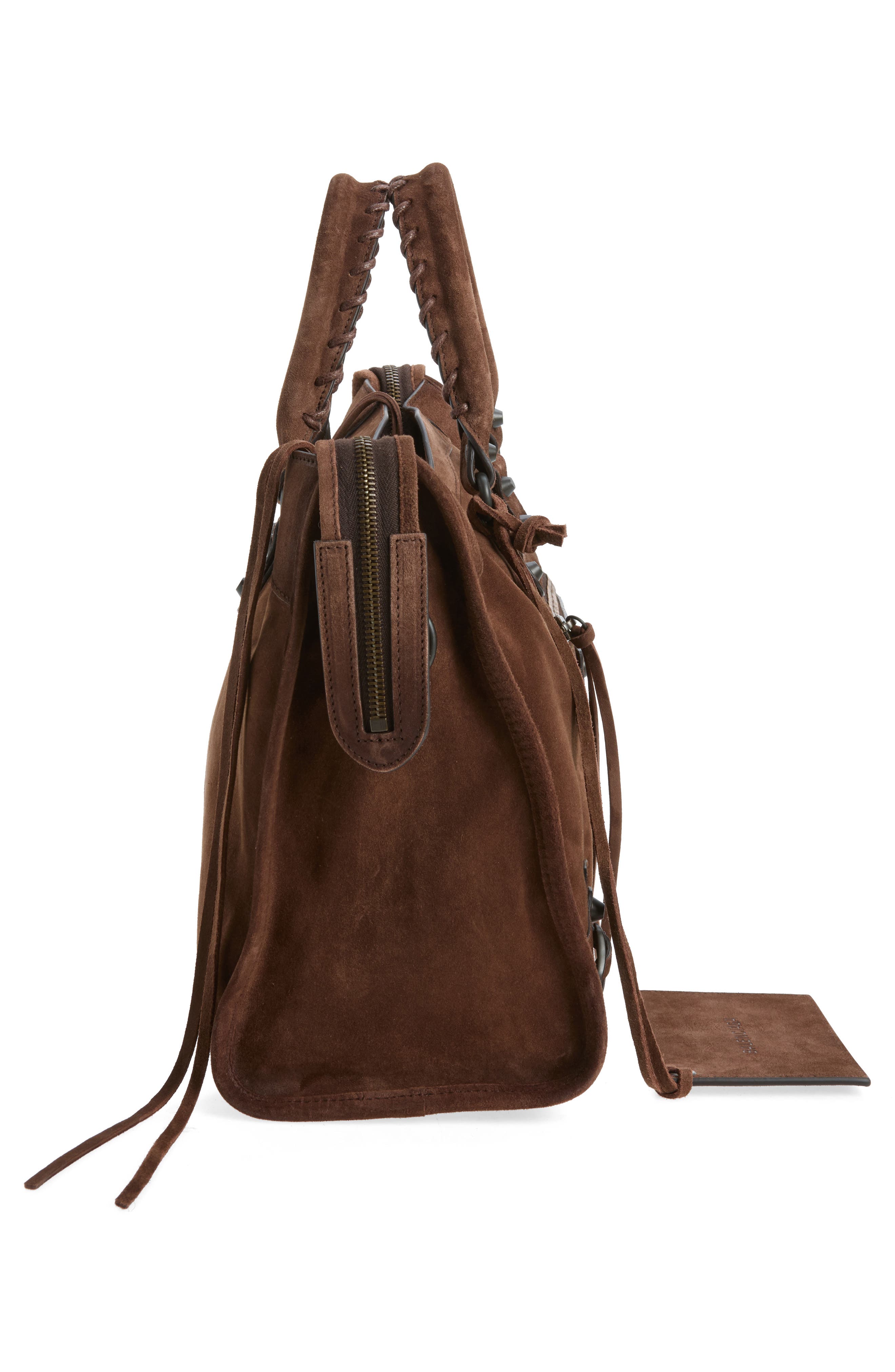 Medium Le City Suede Satchel, Alternate, color, 2308 LIGHT ESPRESSO