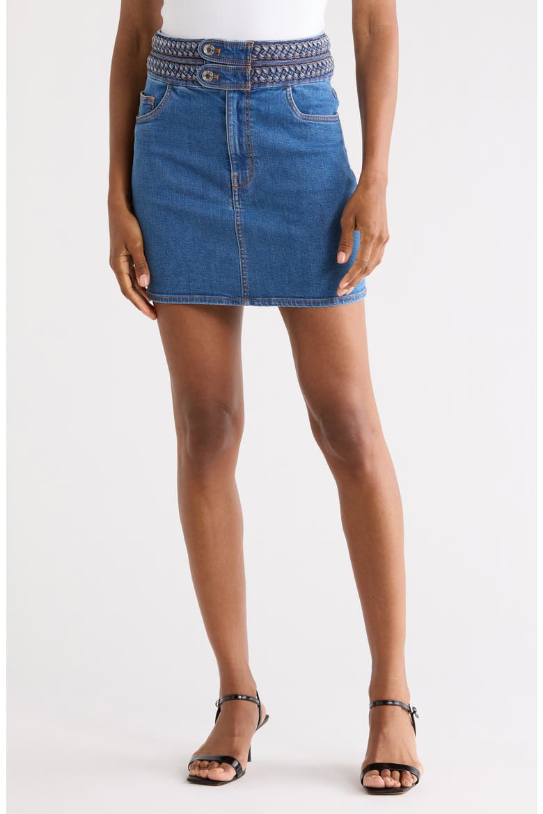 Stella Braided Denim Miniskirt, Main, color, PACIFIC