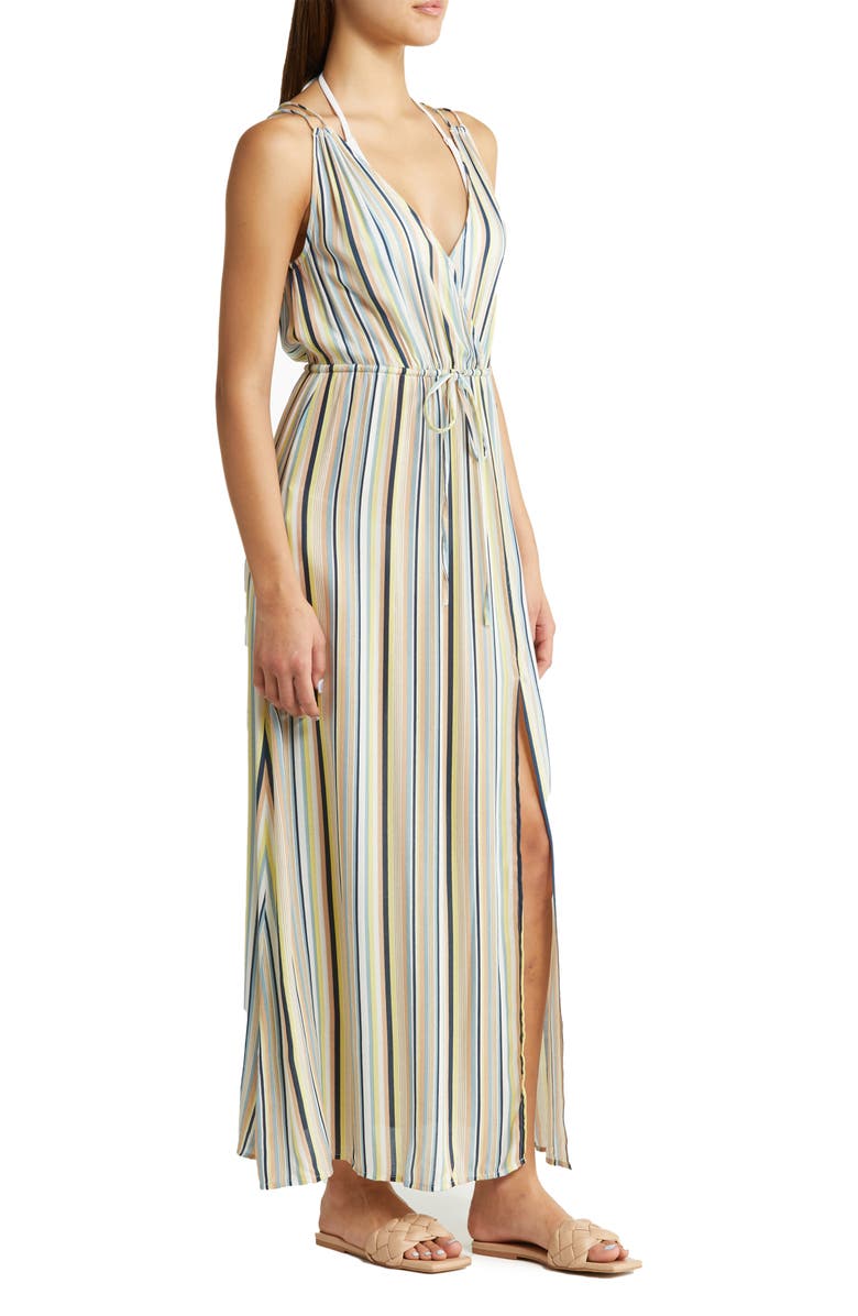 Elan Stripe Slit Maxi Dress, Alternate, color, 