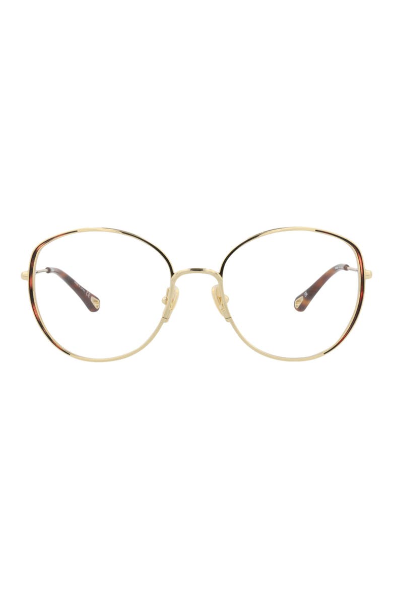 54mm Round Optical Glasses, Main, color, GOLD GOLD TRANSPARENT