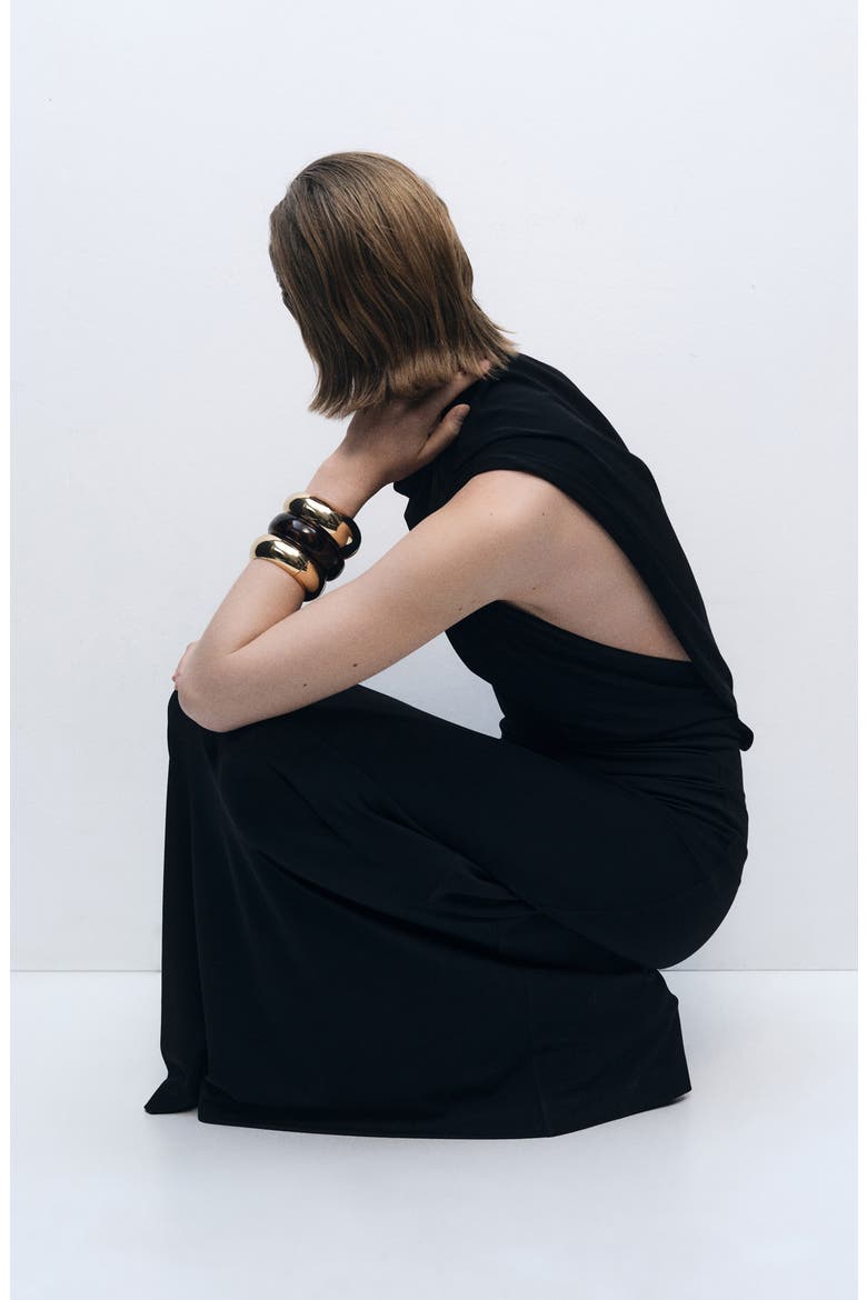 Asymmetric Column Dress, Alternate, color, BLACK