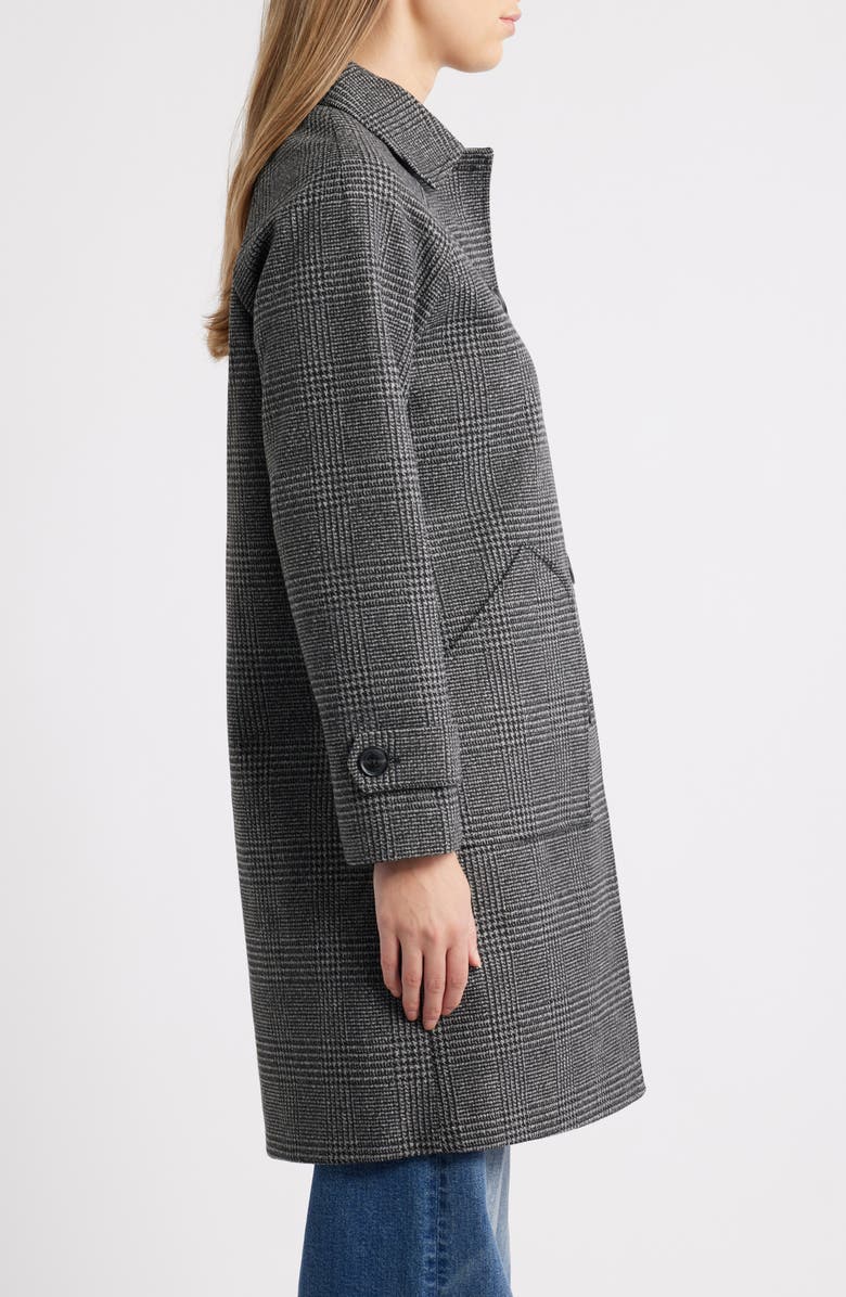 Sam Edelman Plaid Slim Balmacaan Coat, Alternate, color, Charcoal