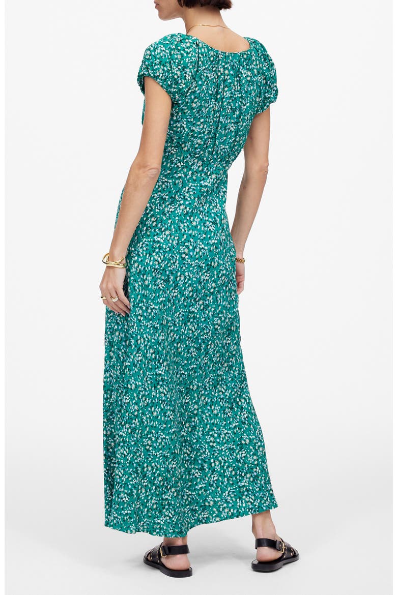 Floral Ruched Scoop Neck Maxi Dress, Alternate, color, MEADOW DITSY KELLY GREEN