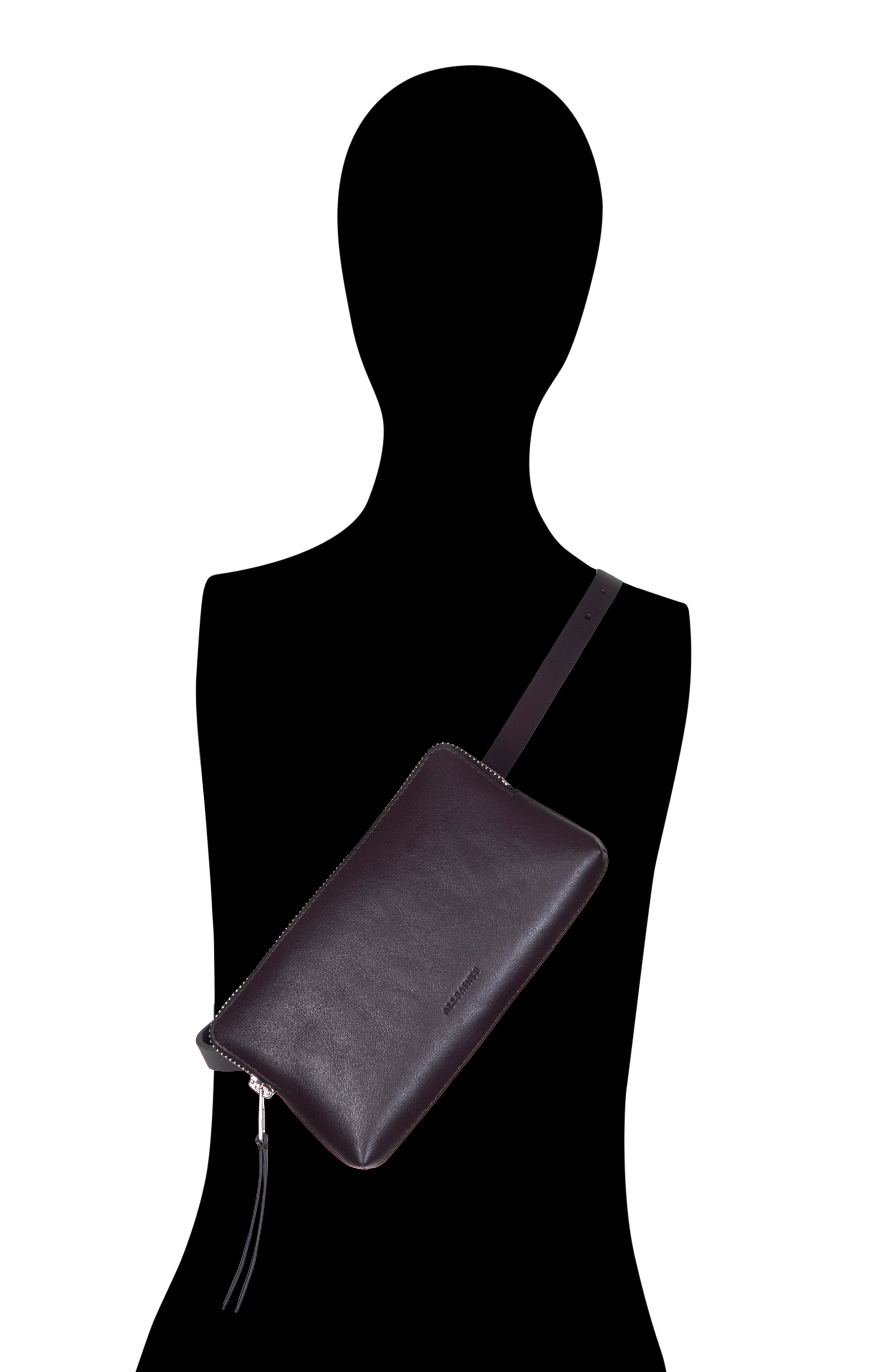 AllSaints Convertible Leather Belt Bag, Alternate, color, Oxblood Red