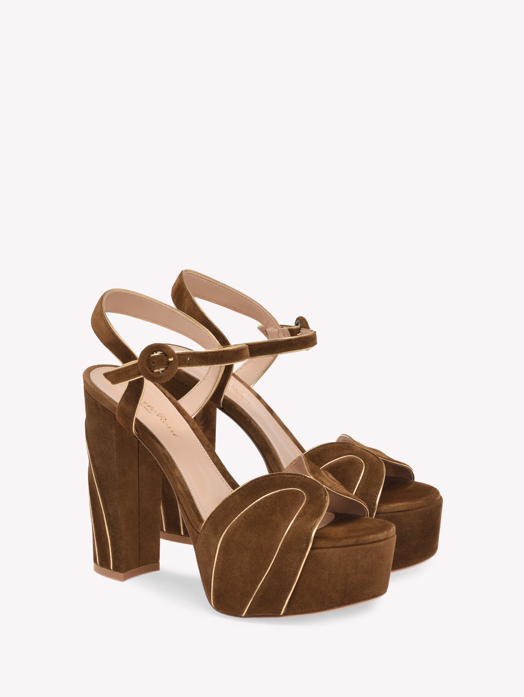 Gianvito Rossi Tamara Sandals, Alternate, color, Brown Suede And Nappa