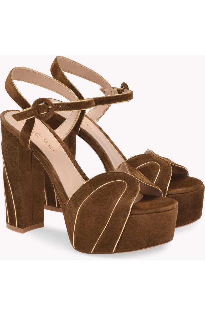 Gianvito Rossi Tamara Sandals, Alternate, color, Brown Suede And Nappa