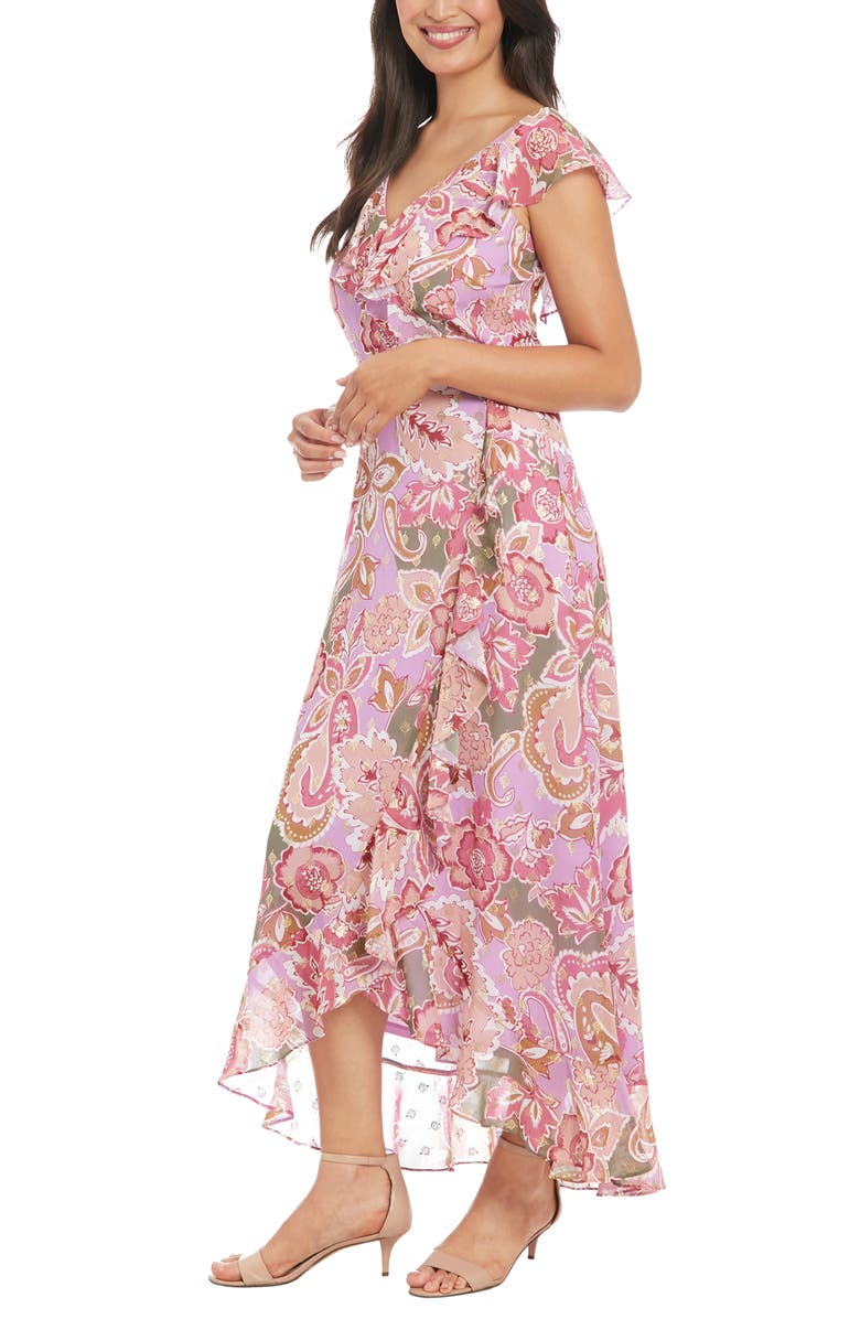 London Times Floral Paisley Ruffle Faux Wrap Maxi Dress | Nordstromrack
