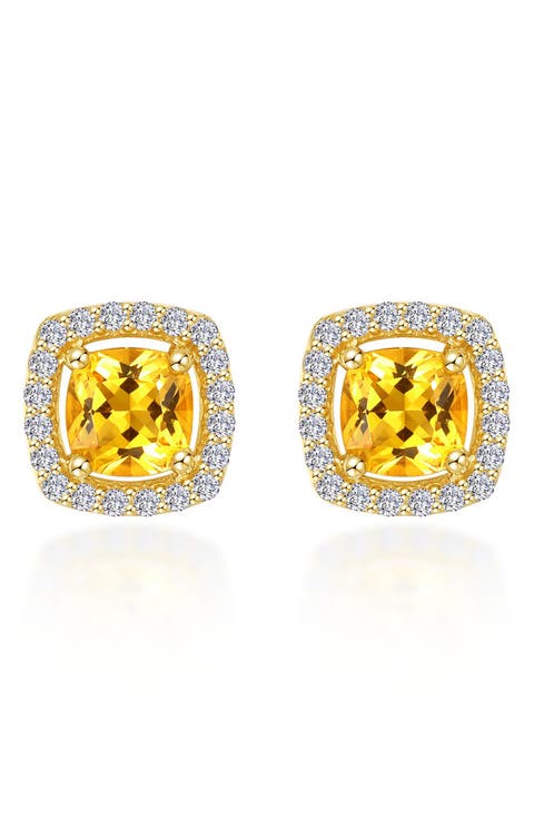 Cushion Halo Stud Earrings