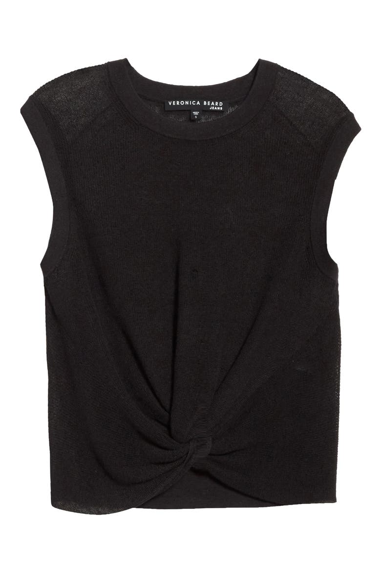 Kellen Linen Blend Tank, Alternate, color, BLACK