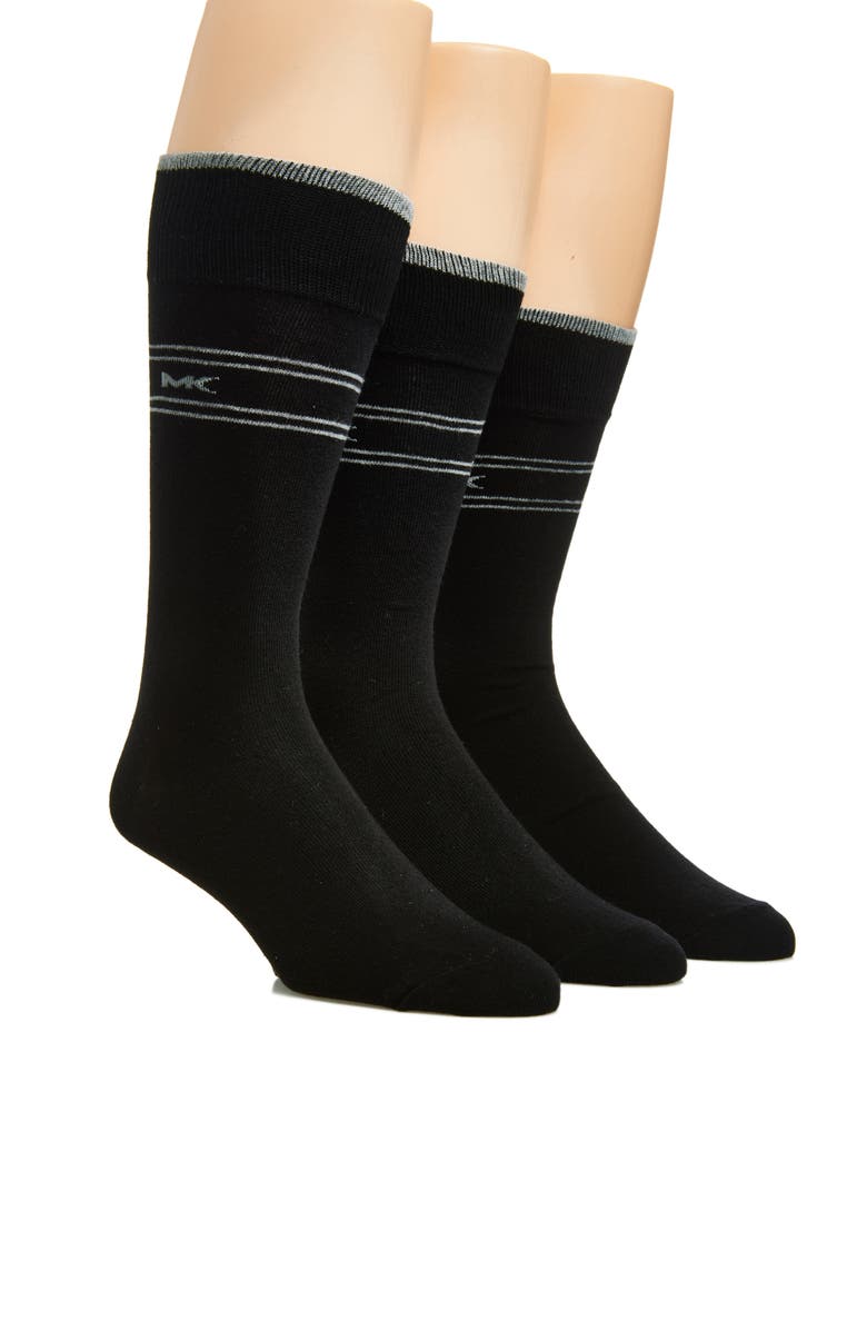 Michael Kors 3-Pack Solid Dress Socks, Main, color, Black