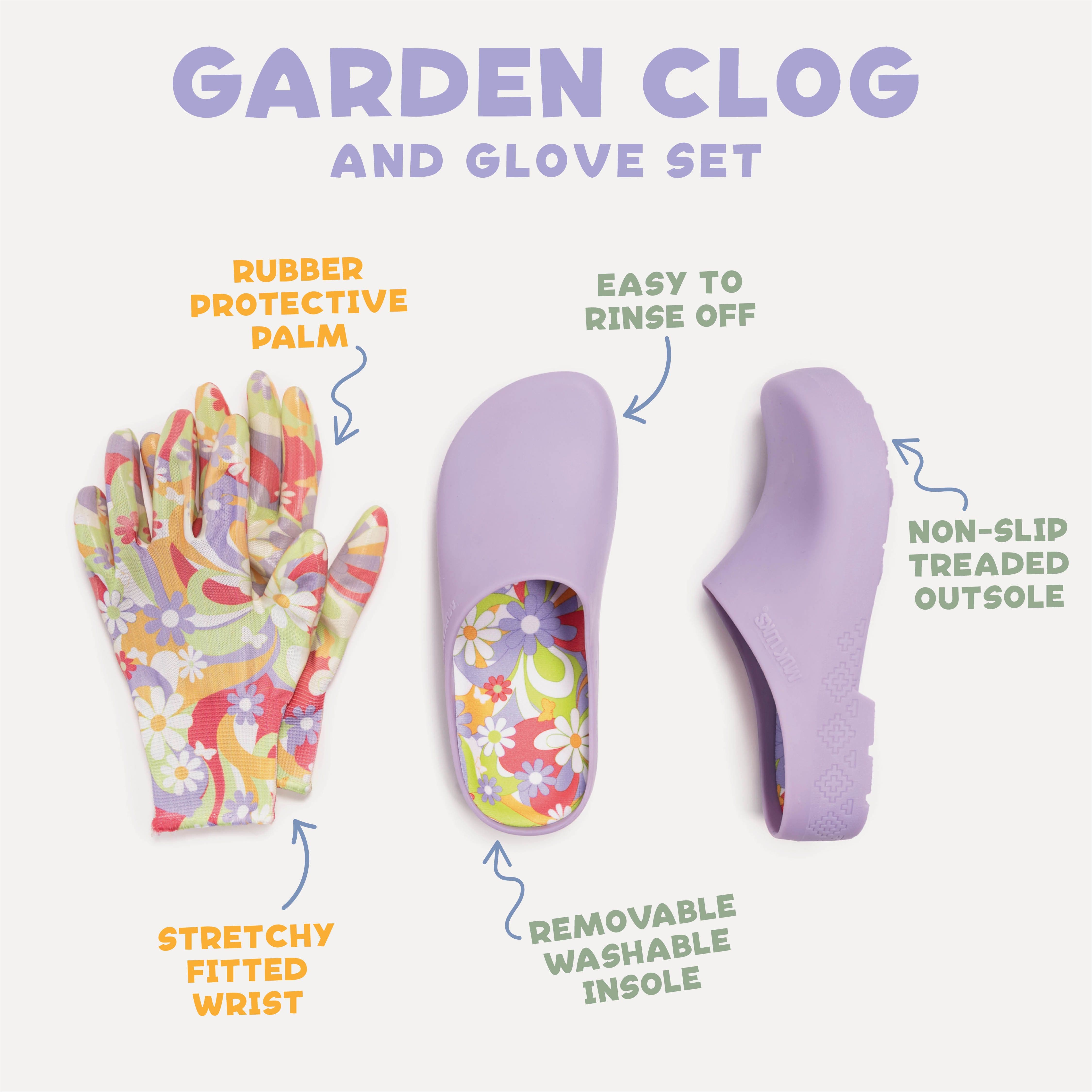 MUK LUKS Garden Clog and Glove Set, Alternate, color, Sage Flower