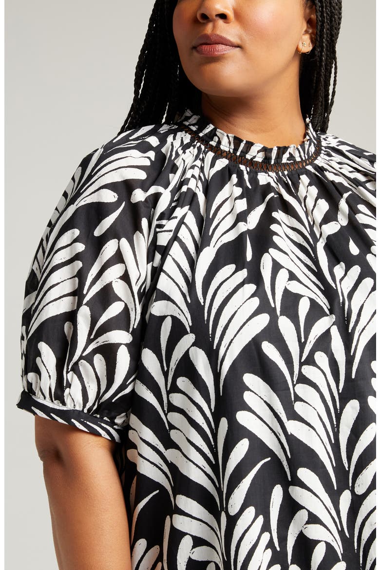 Print Puff Sleeve Dress, Alternate, color, BLACK PRINT