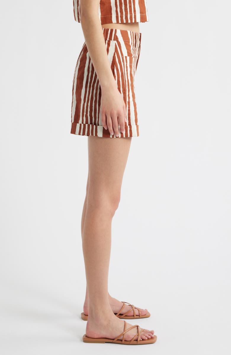 Cleobella Niko Stripe Cotton & Linen Shorts, Alternate, color, Vecchio Stripe Print