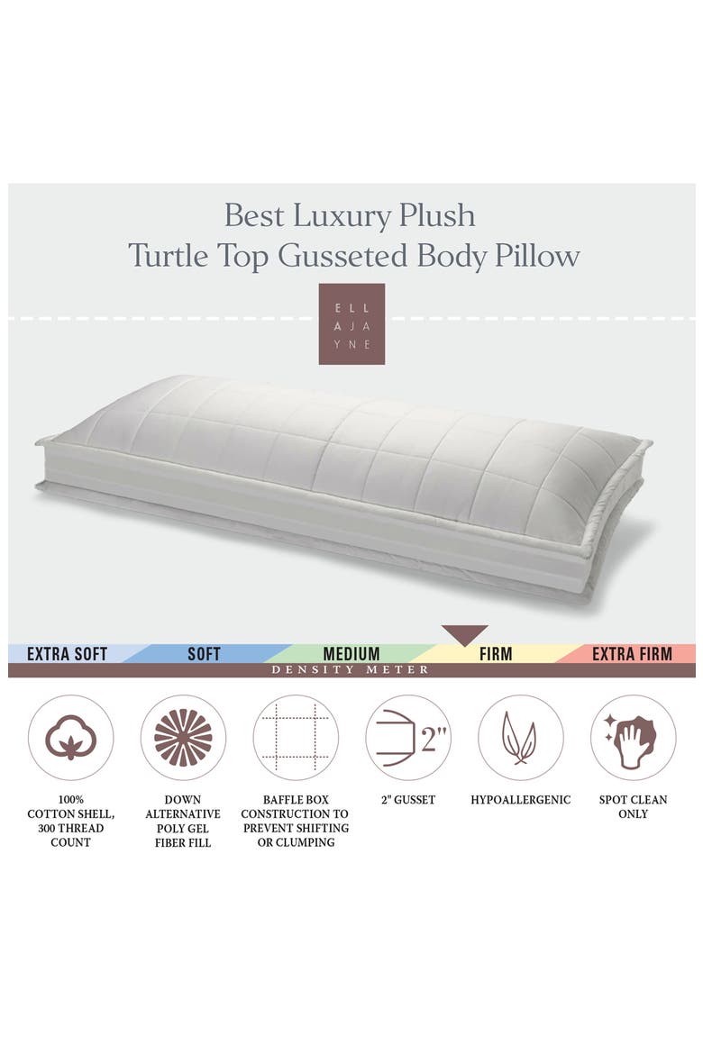 4 Sided Gusset Pillow Shell Turtle Top Body Pillow - White, Alternate, color, WHITE